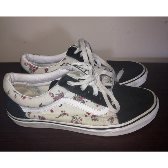 Vans Women's Old Skool Sneakers 8.5M Lace Up Ditsy Floral Skateboarding Black - Picture 4 of 16
